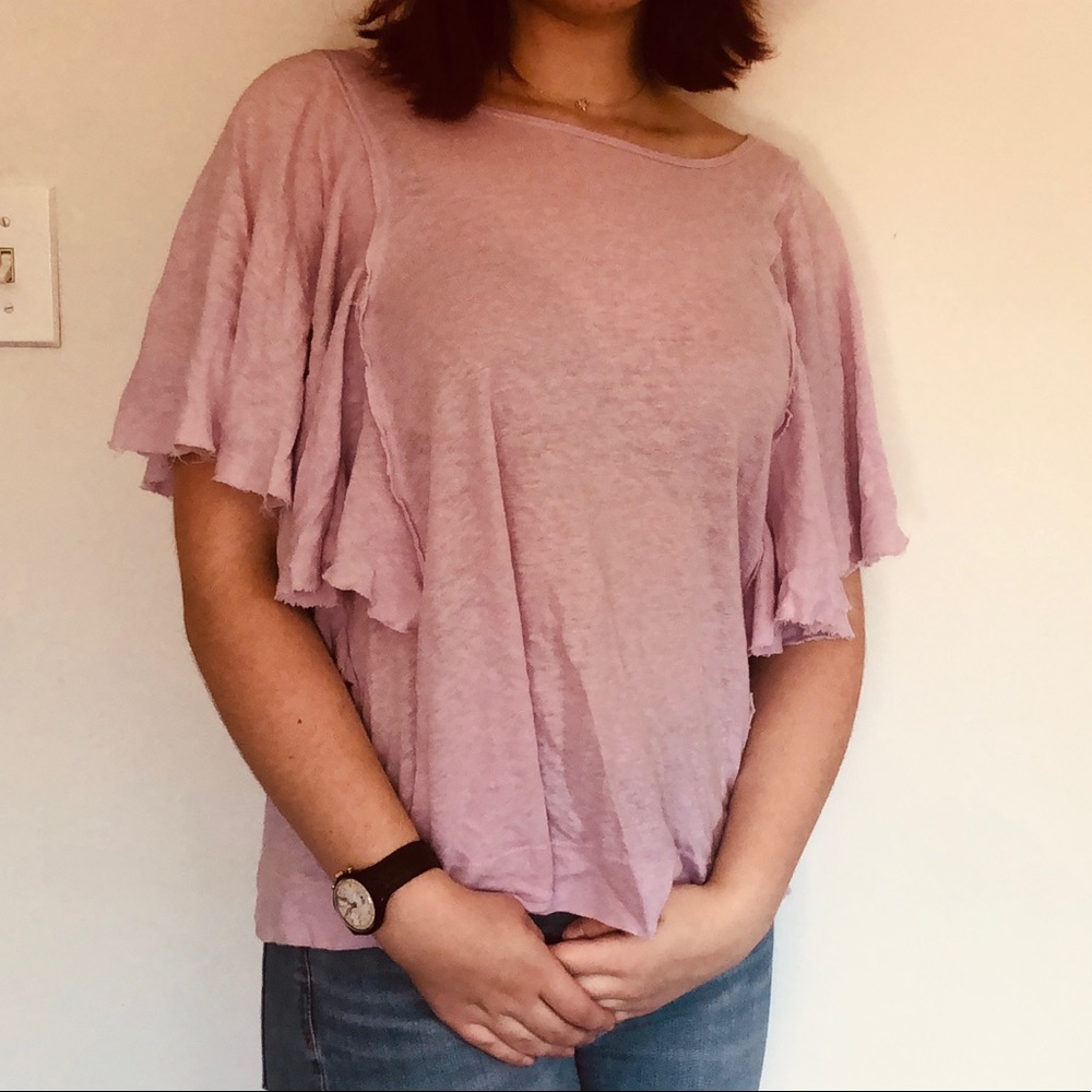 Anthropologie t.la Flutter sleeve top lavender